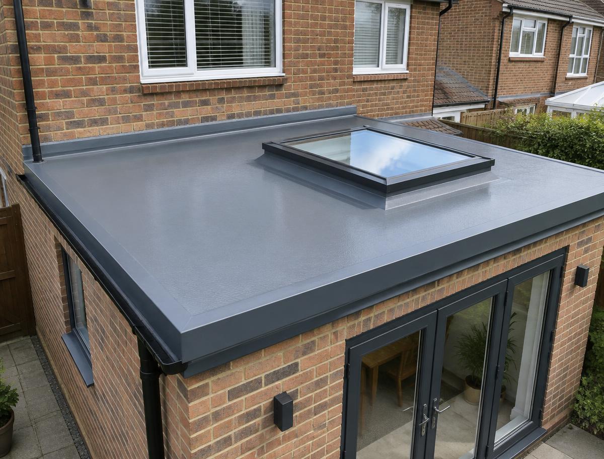 Flat roof on a brick rear extension with a roof light